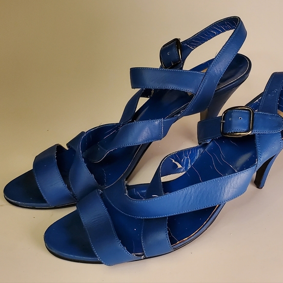 Vintage 70s Marc Alpert Blue Strappy Open Toe Disco Stiletto - Picture 12 of 14